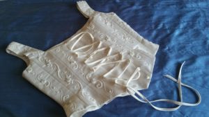 Eco friendly wedding dress - this is the back of the bodice that I bought at the charity shop.